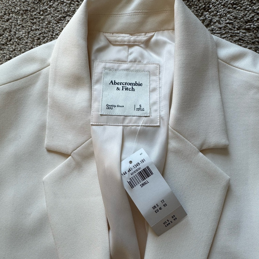 Abercrombie & Fitch Cream Sleeveless Blazer Vest - Picture 3 of 5
